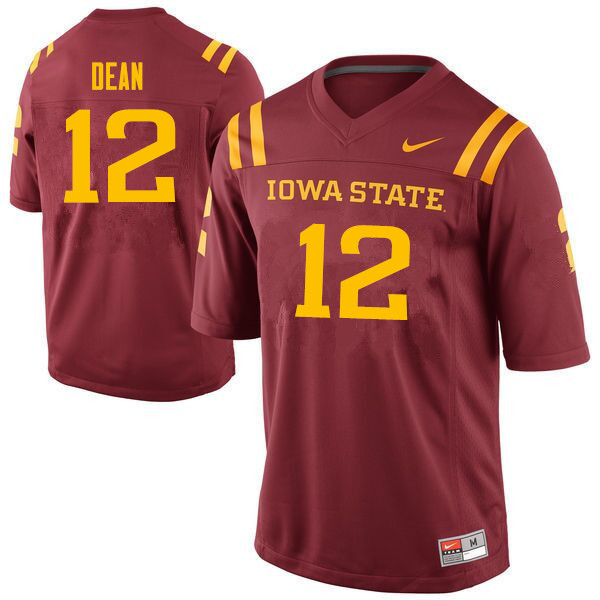 Iowa State Cyclones Men's #12 Easton Dean Nike NCAA Authentic Cardinal College Stitched Football Jersey QD42C02GQ